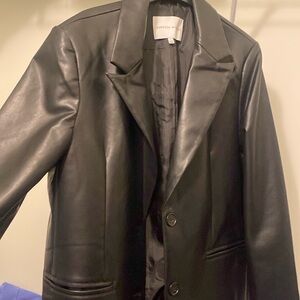 Faux leather blazer